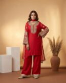 Red Embroidered Suit Set for Women | Luxury Festive Wear – Guru Nanak Fabrics