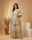 Designer Ivory Sharara Suit with Intricate Embroidery | Guru Nanak Fabrics
