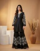 Black Embroidered Sharara Set | Luxury Custom Couture – Guru Nanak Fabrics